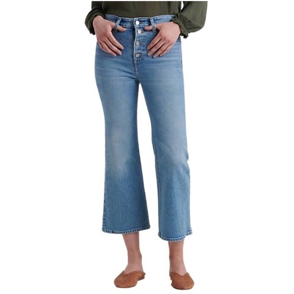 Lucky Brand Bridgette Cropped Flare Button Fly Jeans Light Wash Blue Size 00/24 - Picture 11 of 13